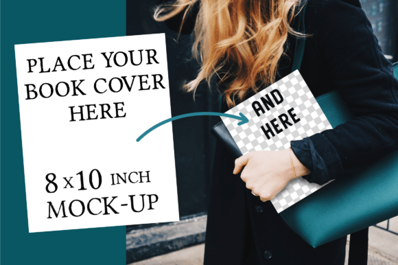 Book Cover Mockup 8x10 Pages PNG KDP