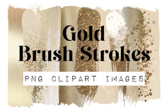 Gold PNG Brush Strokes Clip Art for Design