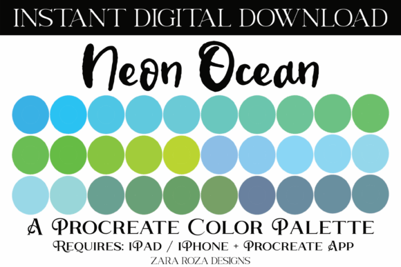 Neon Ocean Procreate Color Palette Guide