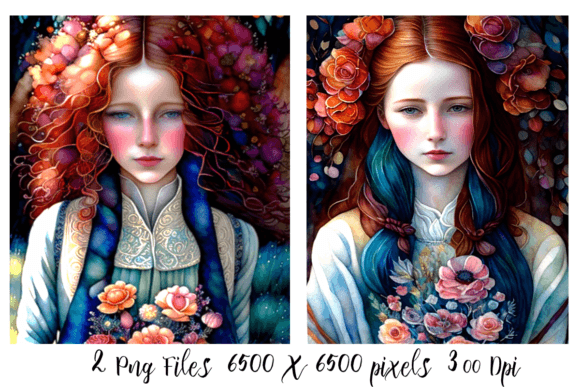 Revitalizing Interior Design with Watercolor Portrait Girls with Red Hair